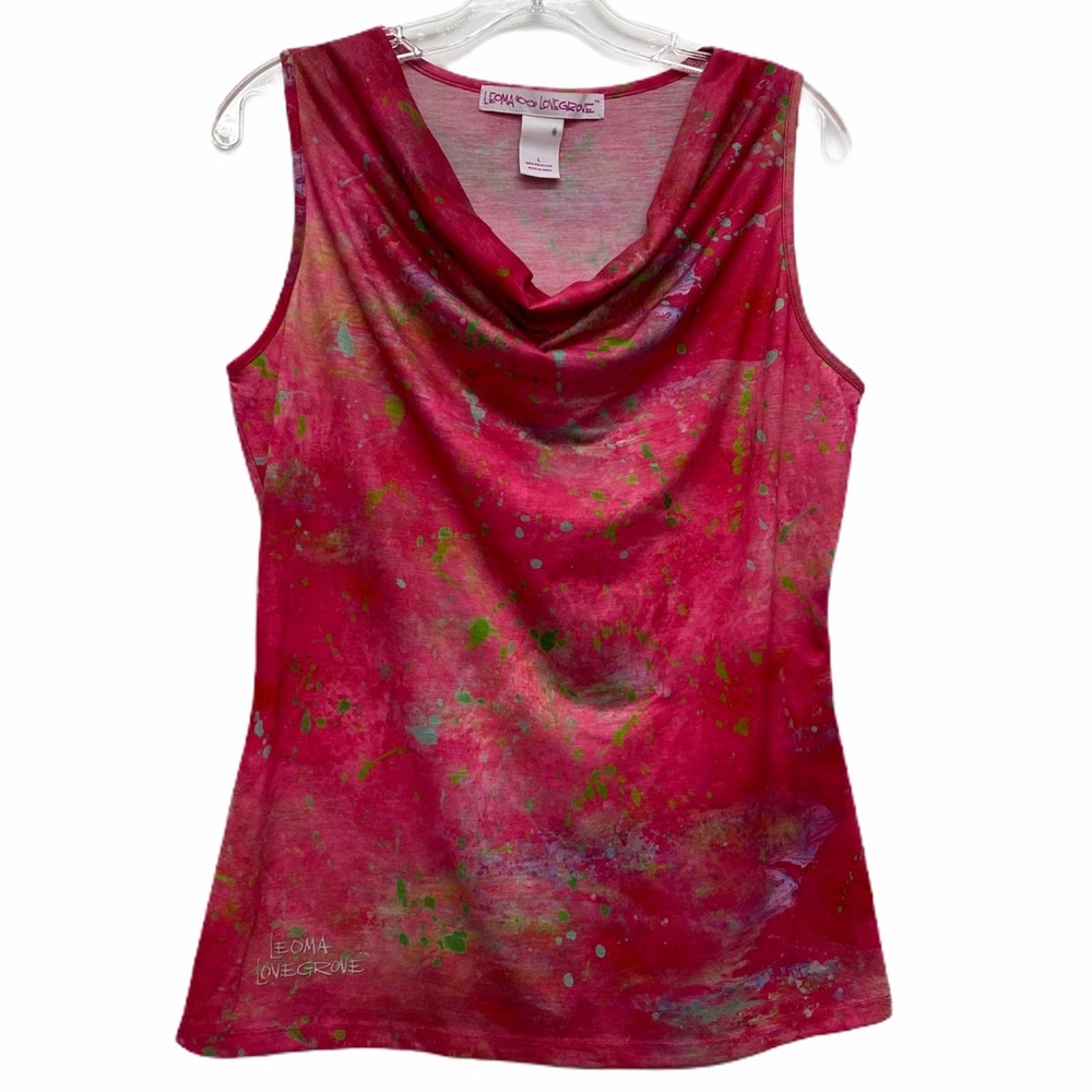 Leoma Lovegrove Women's Red Cowl Neck Sleeveless Top